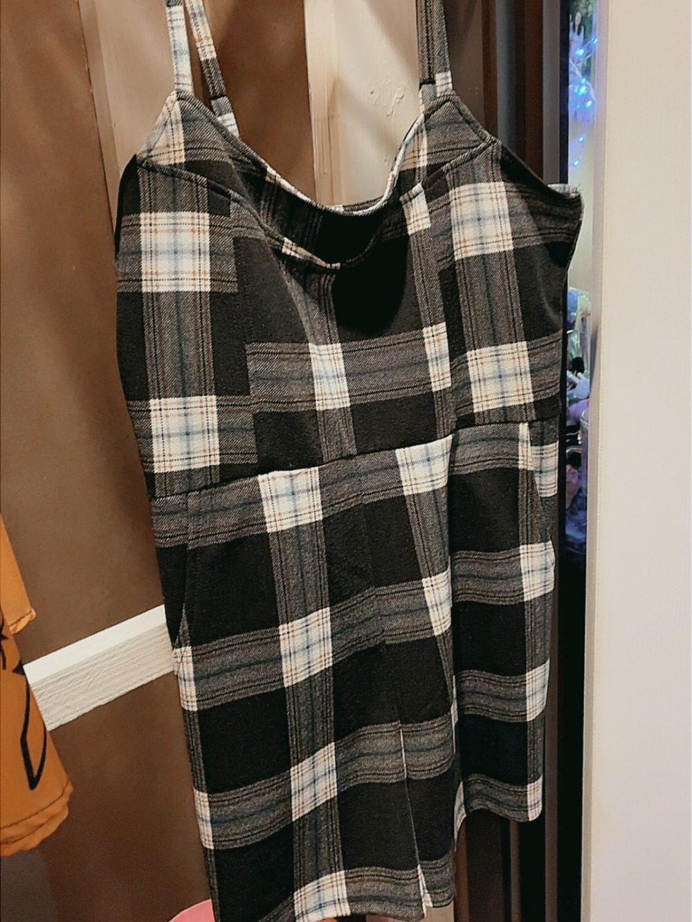 Almost Famous Black & White Plaid Spaghetti-Strap Romper